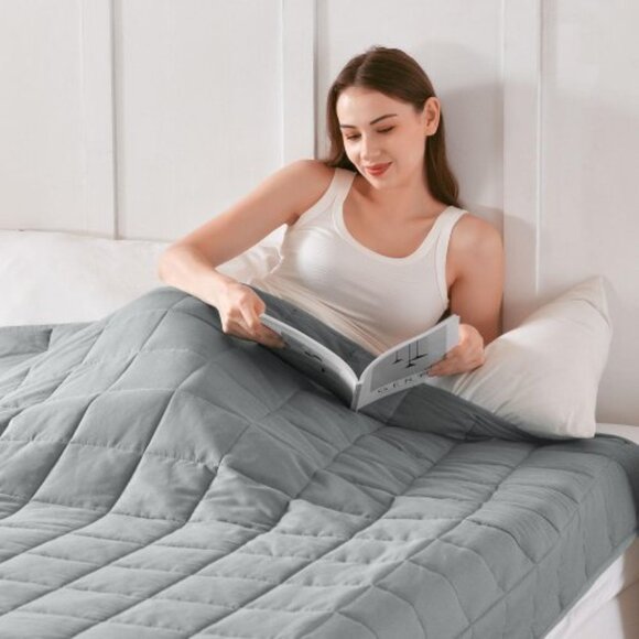 Cooling Weighted Blanket 15 LB Multi Sizes - Grey - Picture 2 of 8